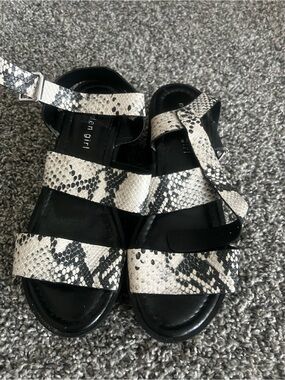 Madden Girl Snake Print Strappy Sandals - Black & White